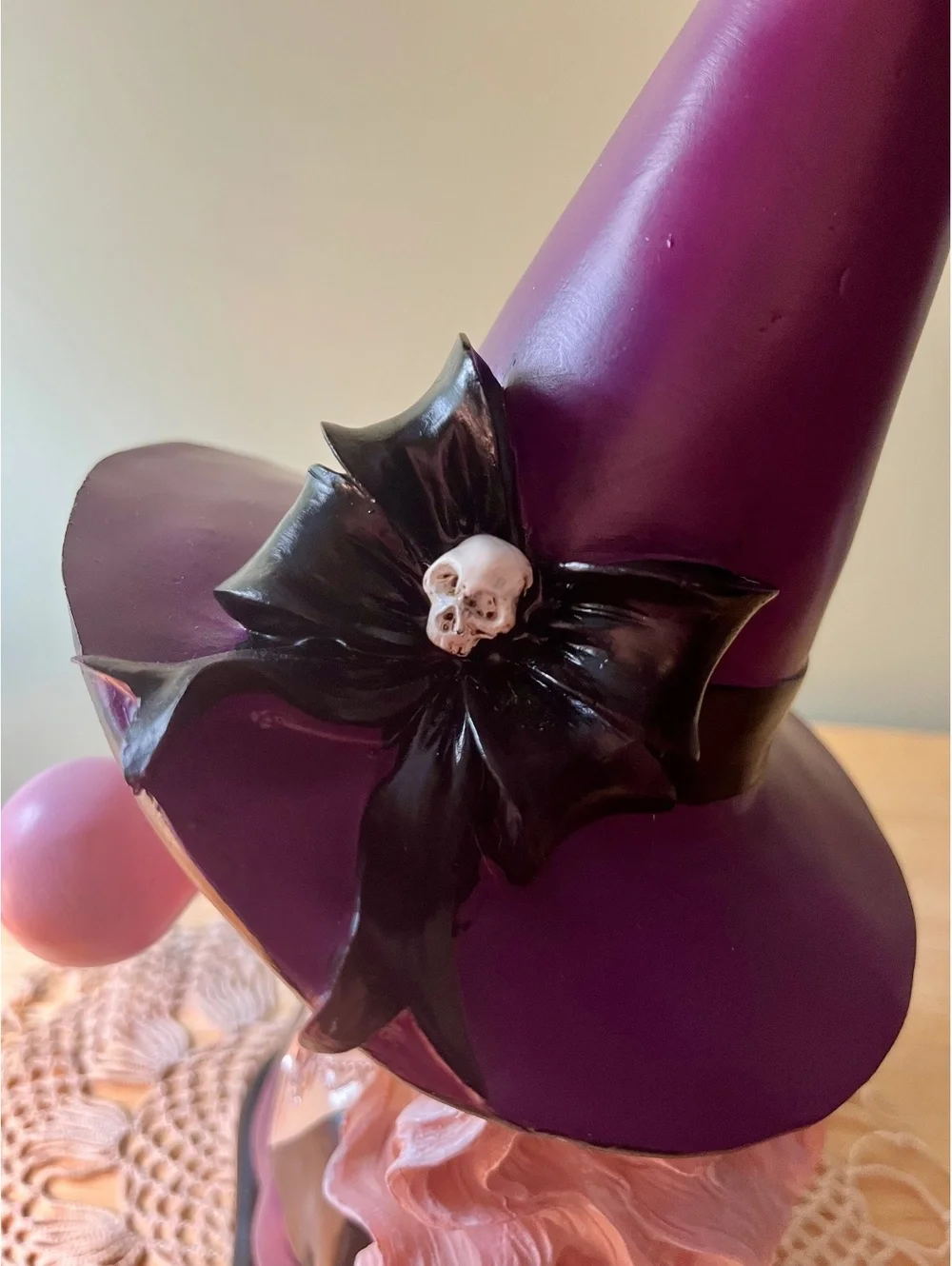 Decorative Witch Bust with Bubblegum and Skeleton Hand Bell